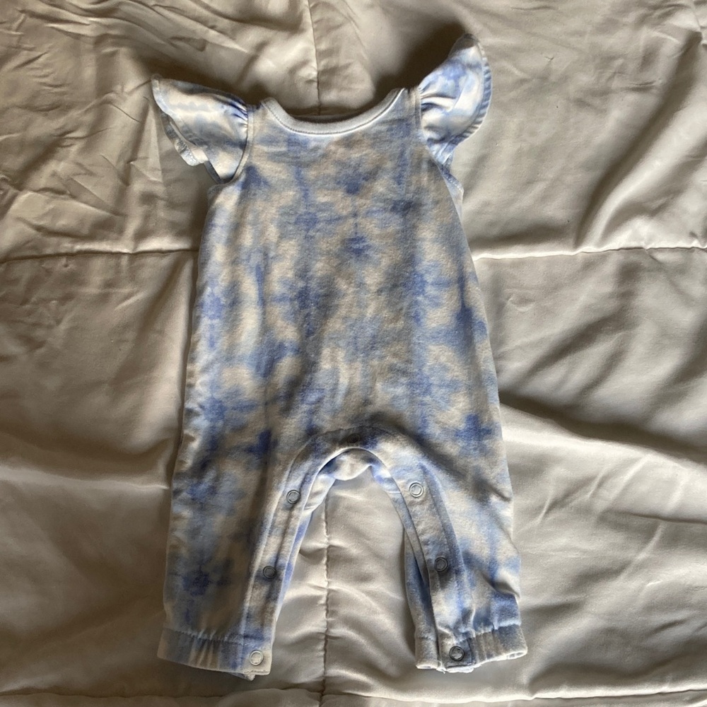 Blue and White Tie-Dye Baby Romper